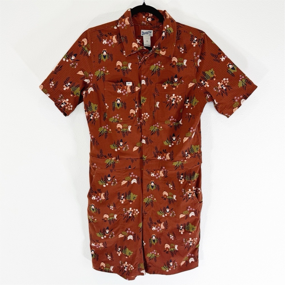 Duluth Trading Romper Womens XS Garden Gnome Animals Ripstop Coverall Outdoor